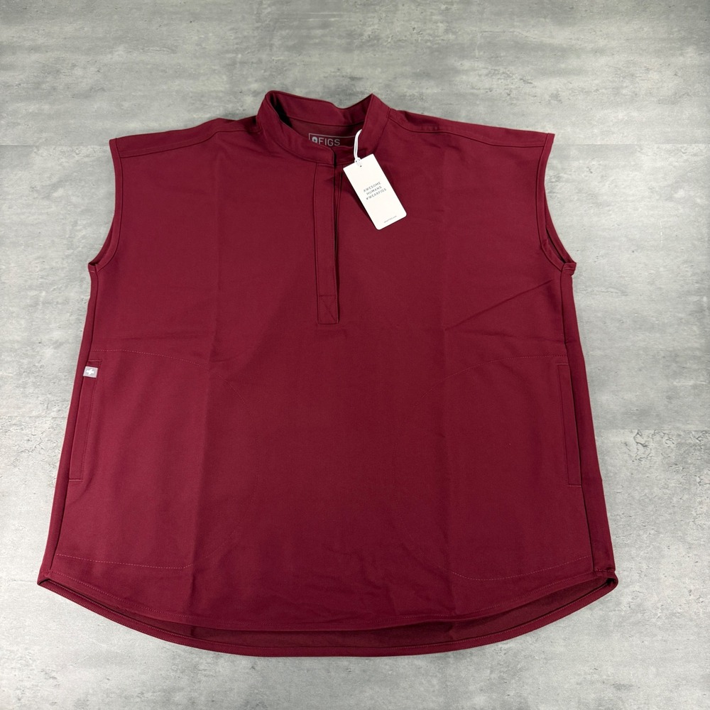 FIGS Scrub Top Womens M Rafaela Oversized Burgundy Sleeveless NEW Nurse $42